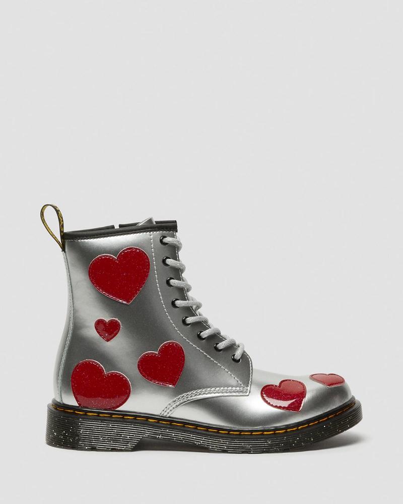 Dr Martens Youth 1460 Glitter Star Lak Blonder UpBoots Snørestøvler Børn Metal | DK 709YXF